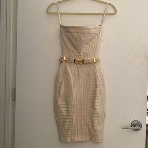 Herve Leger nude strapless dress size XXS